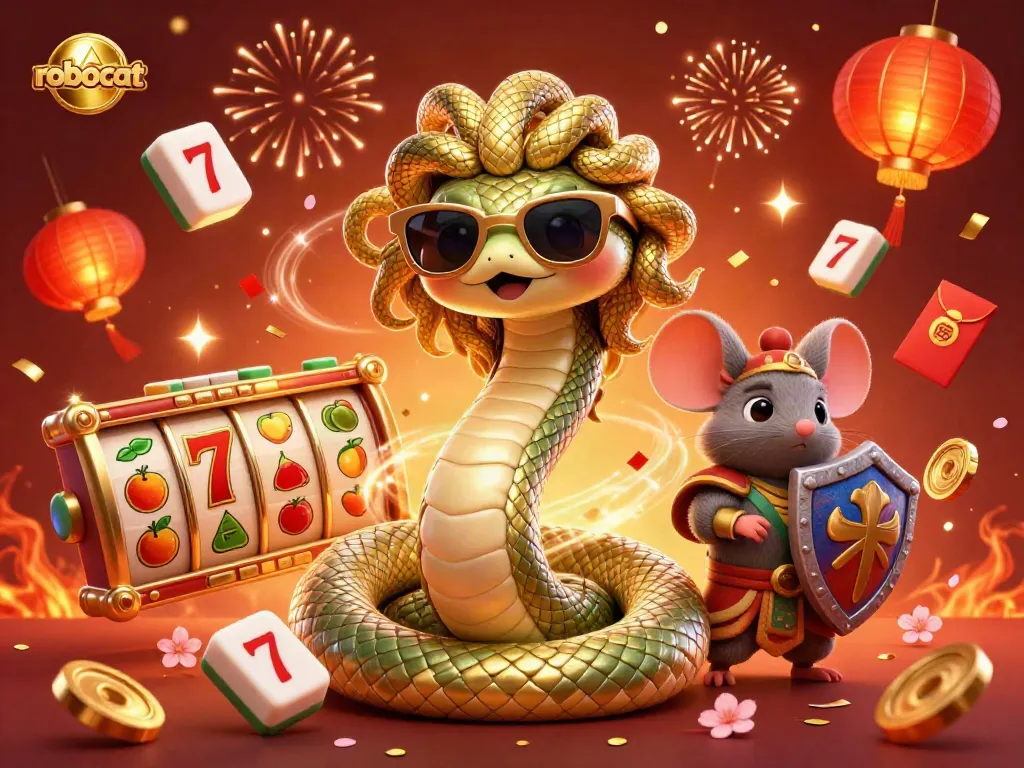 Experience the excitement of robocat with engaging poker elements and festive decorations.
